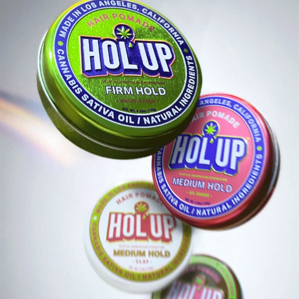 HOL'UP product label design, packaging artwork