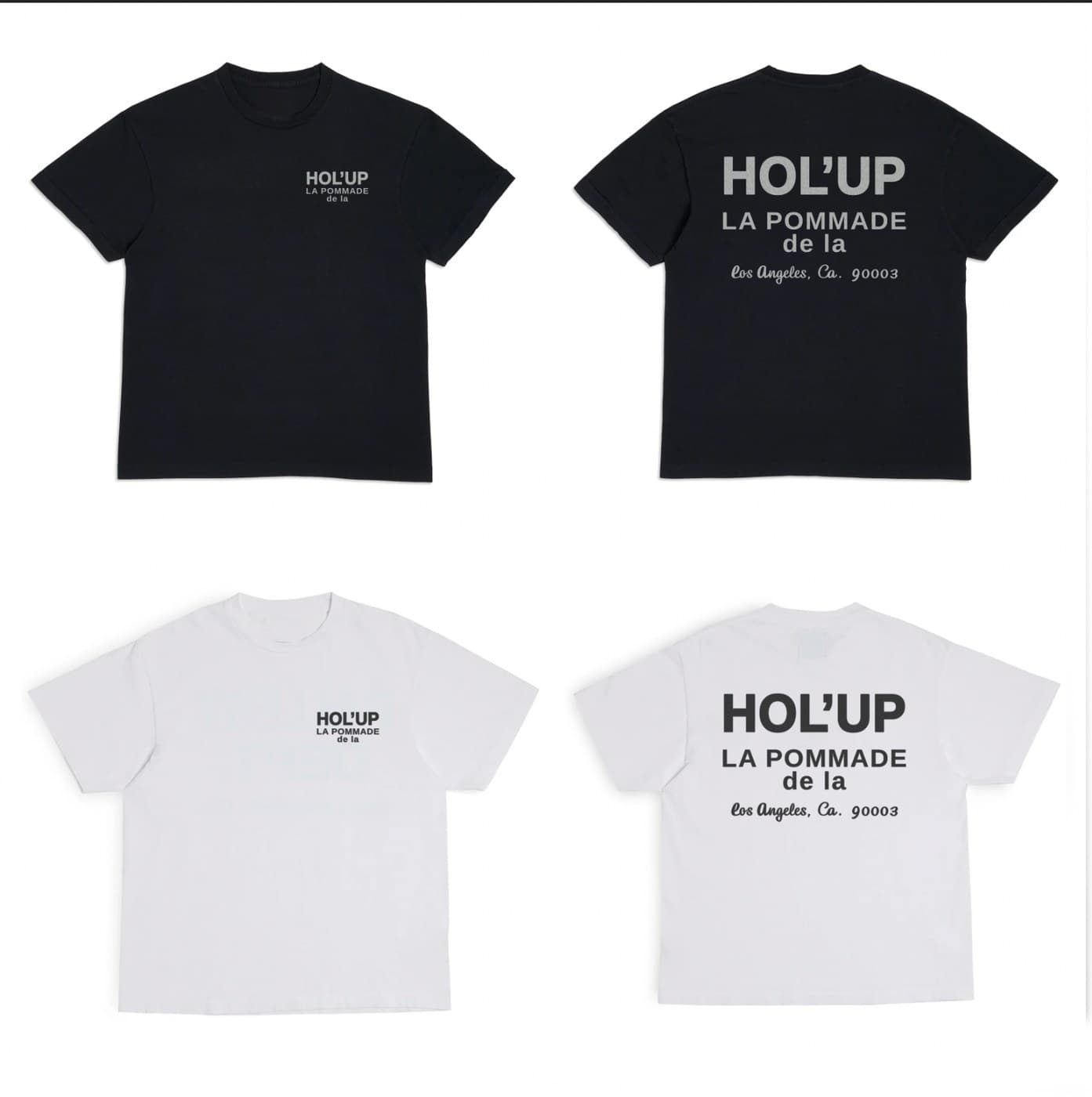 HOL'UP brand apparel — t-shirt design front and back