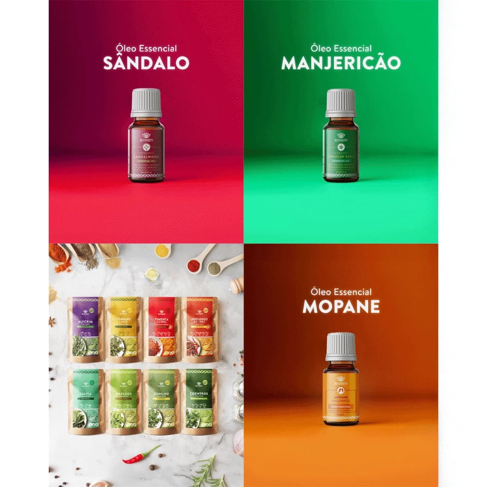 Essential oils product range, studio photography
